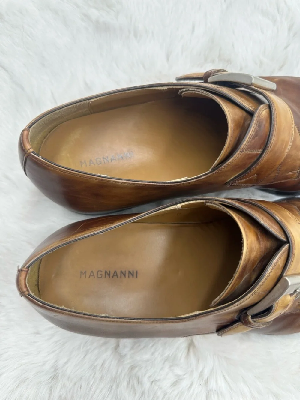 Magnanni Marco Single Monk Strap Loafer - Cognac Brown Leather mens size 13 M